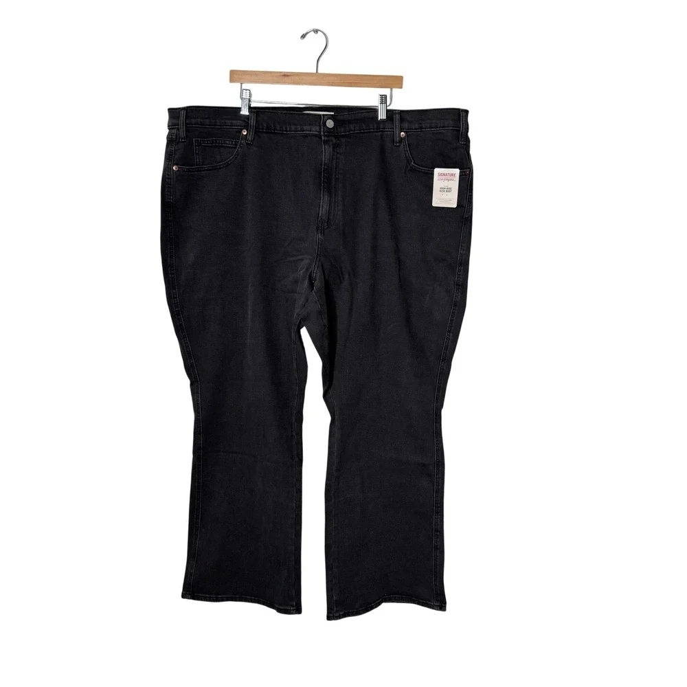 Levi Strauss Signature Heritage High Rise Kick Boot Jeans Black‎ Womens 26W NEW
